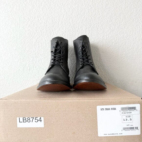 NEW Lane Mens Black Ankle Boots Size 13.5 Lace-up Short Boot Casual Leather Sole - Picture 10 of 11